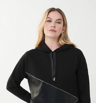 JOseph Ribkoff Zig Zag Fauz Leather and Knit Top