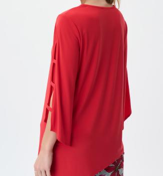 Joseph Ribkoff Ladder Sleeve V-Neck Bias Top