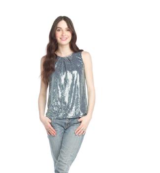 Sequin Pleated Stretch Top
