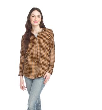 Caramel Chocolate Squares Gingham Shirt