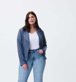 Joseph Ribkoff Vintage Blue Torn Hem Jean