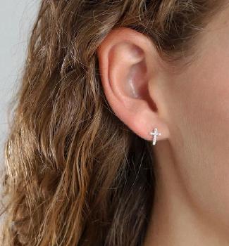 Pilgrim Tiny Crystal Cross Post Earrings