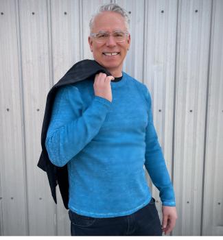 Nassau Teal Cold Dye Linen Cotton Blend Sweater