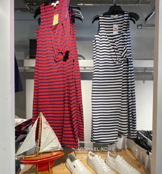 Long Faux Wrap Dress Spring Stripe